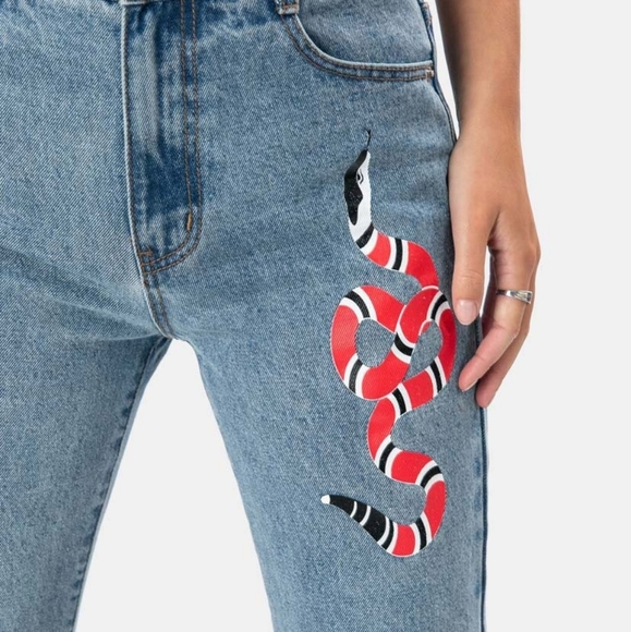 Sold! Adika Snakey Mom Jeans High Waist Vtg Snake - Picture 3 of 16